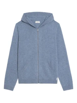 Saint Laurent Cassandre-embroidered Cotton Hoodie | Blue | FARFETCH