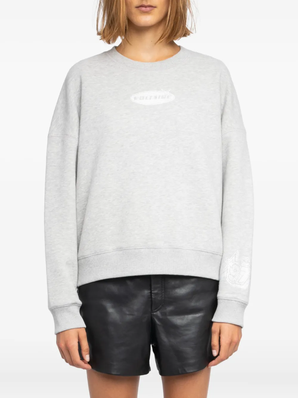 Zadig & Voltaire Womens Mira Logo-print Cotton-jersey Sweatshirt Gris Chine Clai Xs In Gray