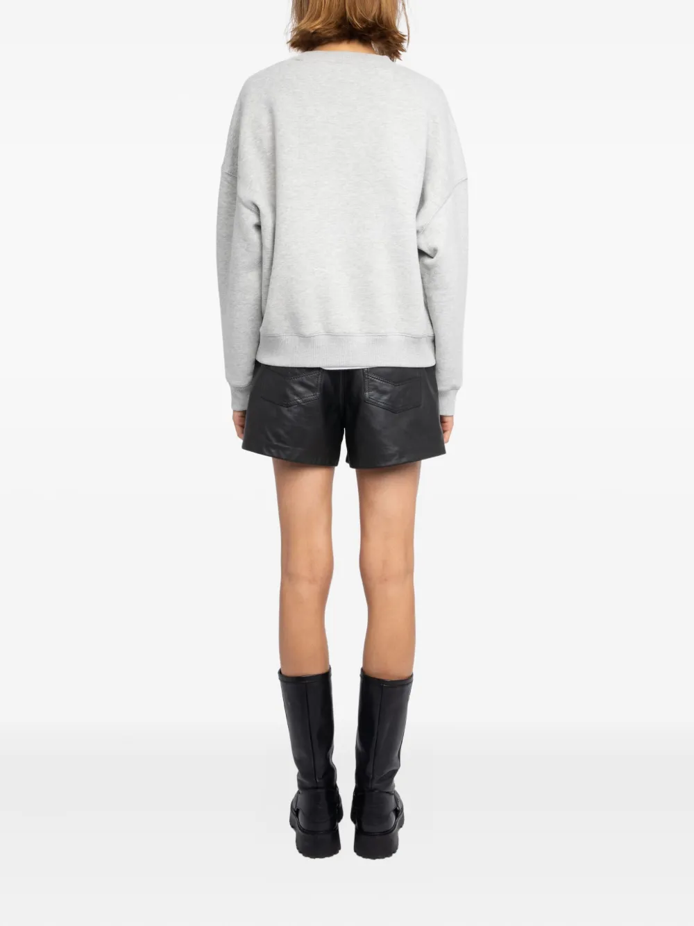 Zadig & Voltaire Womens Mira Logo-print Cotton-jersey Sweatshirt Gris Chine Clai Xs In Gray