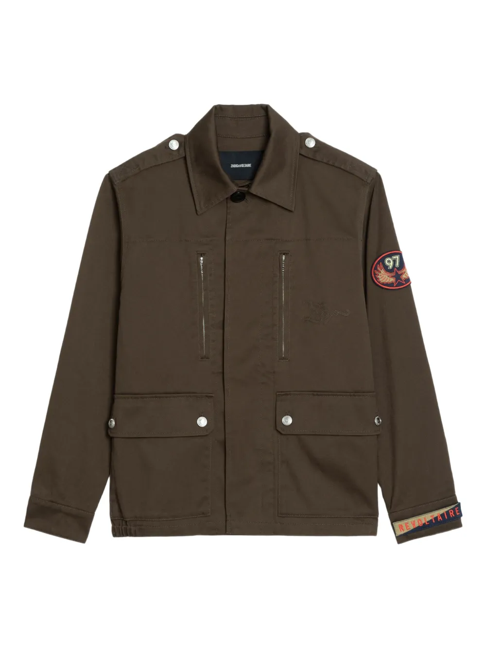 Zadig & Voltaire Zip Patch Cotton Jacket In Green