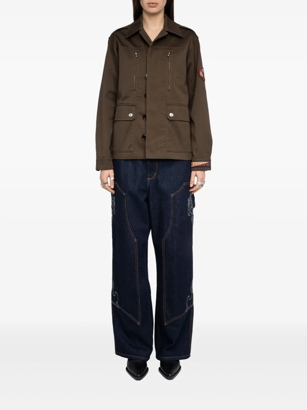 Zadig & Voltaire Zip Patch Cotton Jacket In Green