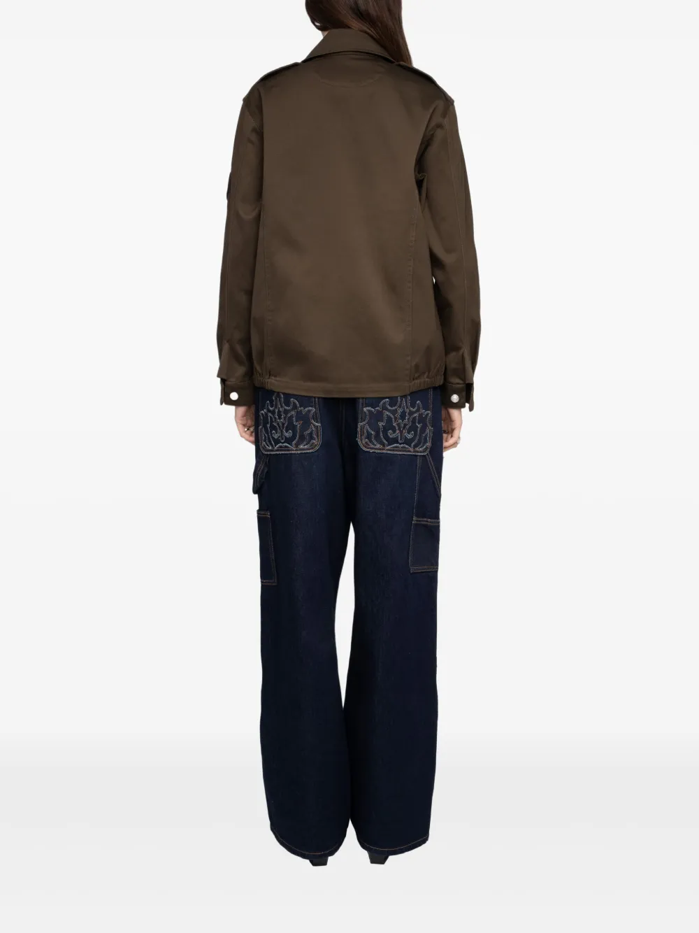 Zadig & Voltaire Zip Patch Cotton Jacket In Green