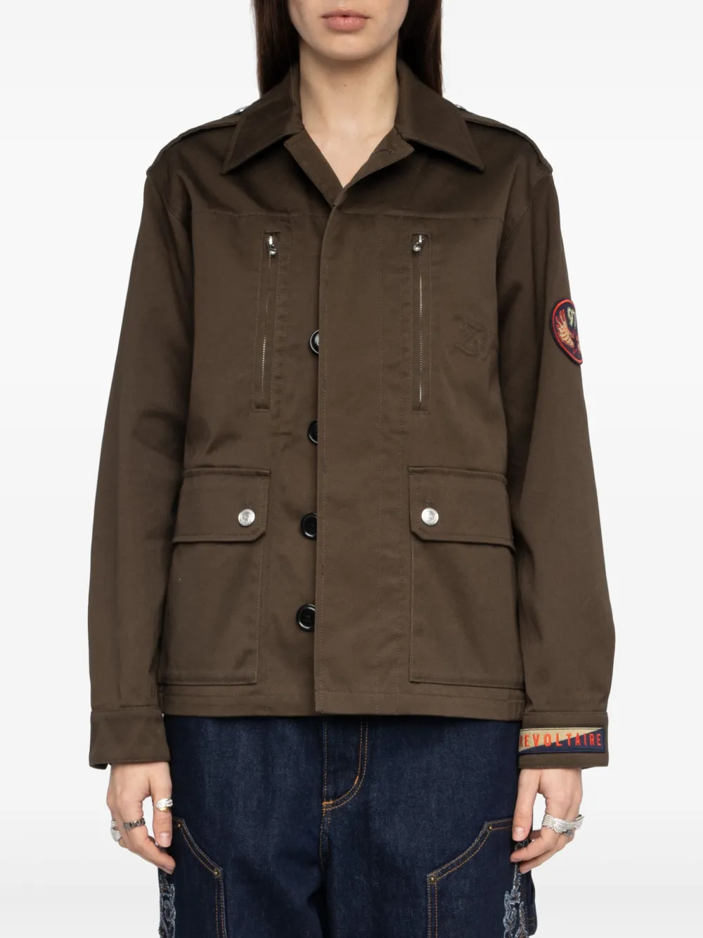 Zadig & Voltaire Zip Patch Cotton Jacket In Green