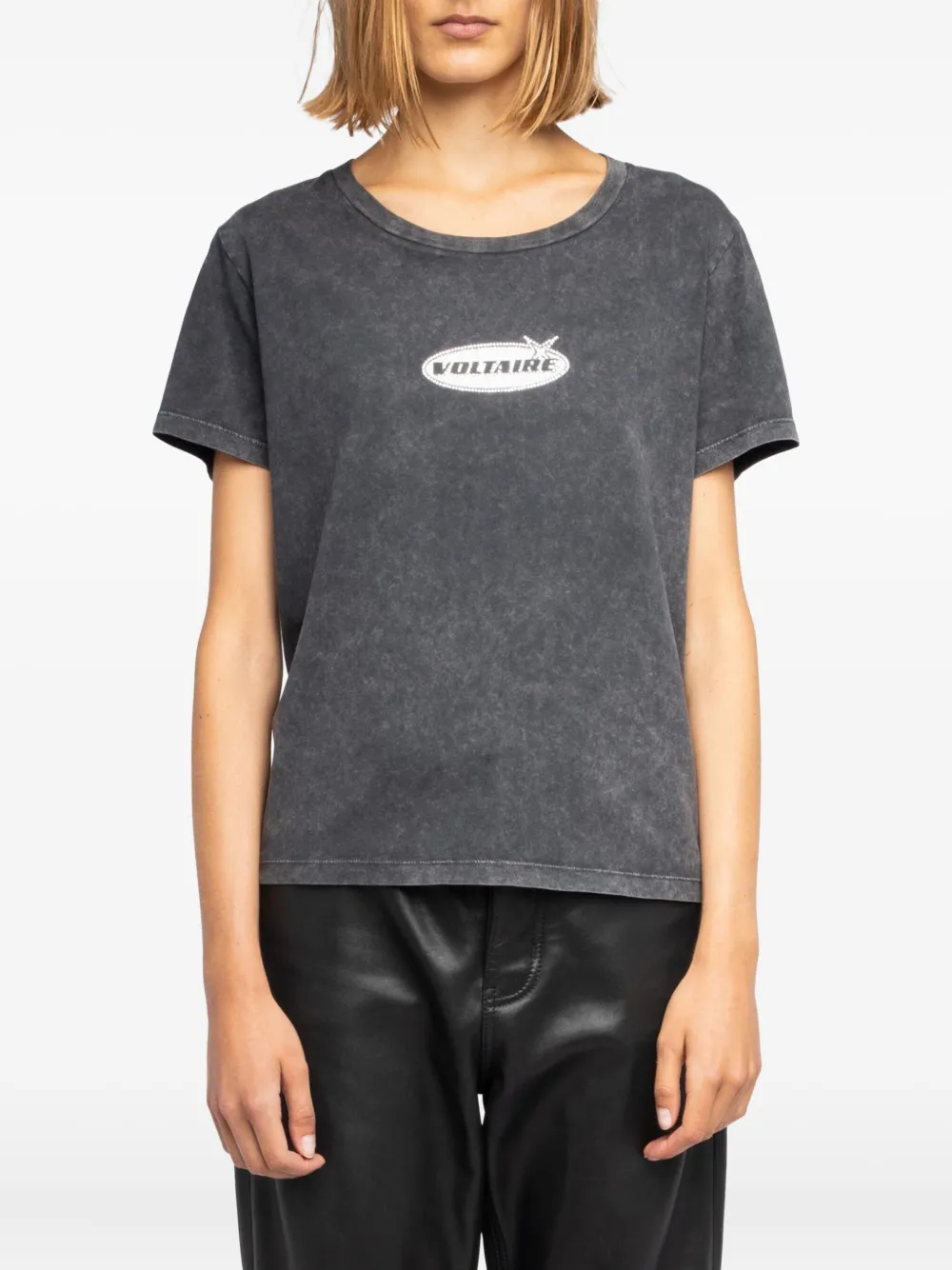 Zadig & Voltaire Womens Alys Logo-print Cotton-jersey T-shirt Black In Gray