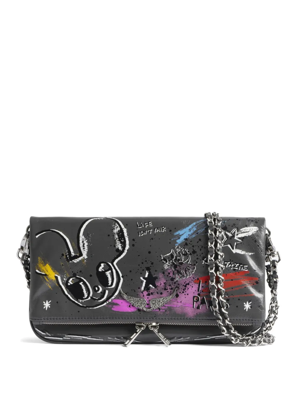 Zadig & Voltaire X Humberto Cruz Rock Chain Clutch Bag In Gray