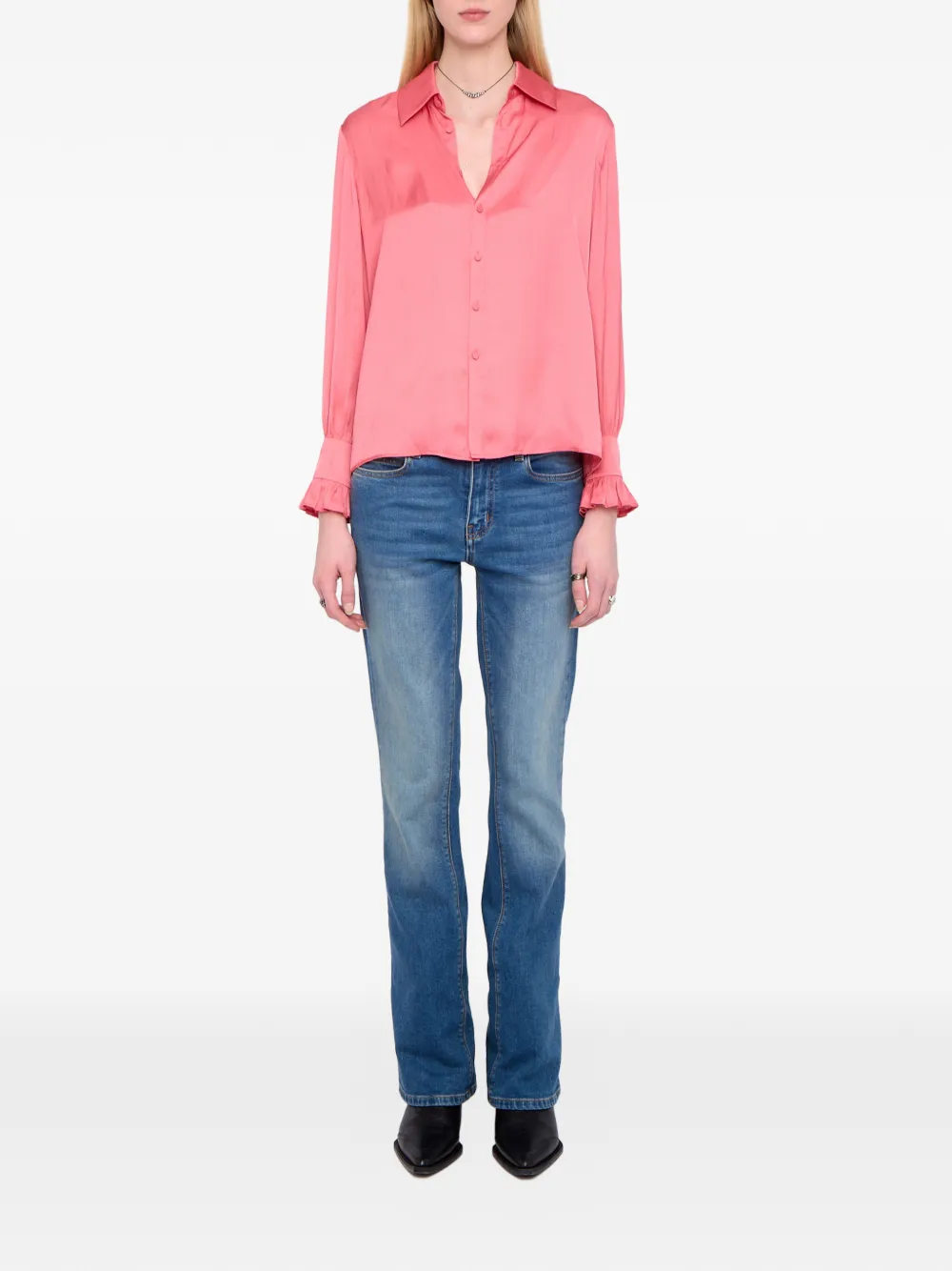 Zadig&Voltaire Thely blouse met satijnen afwerking - Roze
