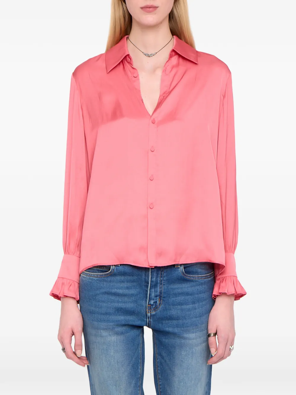 Zadig & Voltaire Thely Satin-finish Blouse In Pink