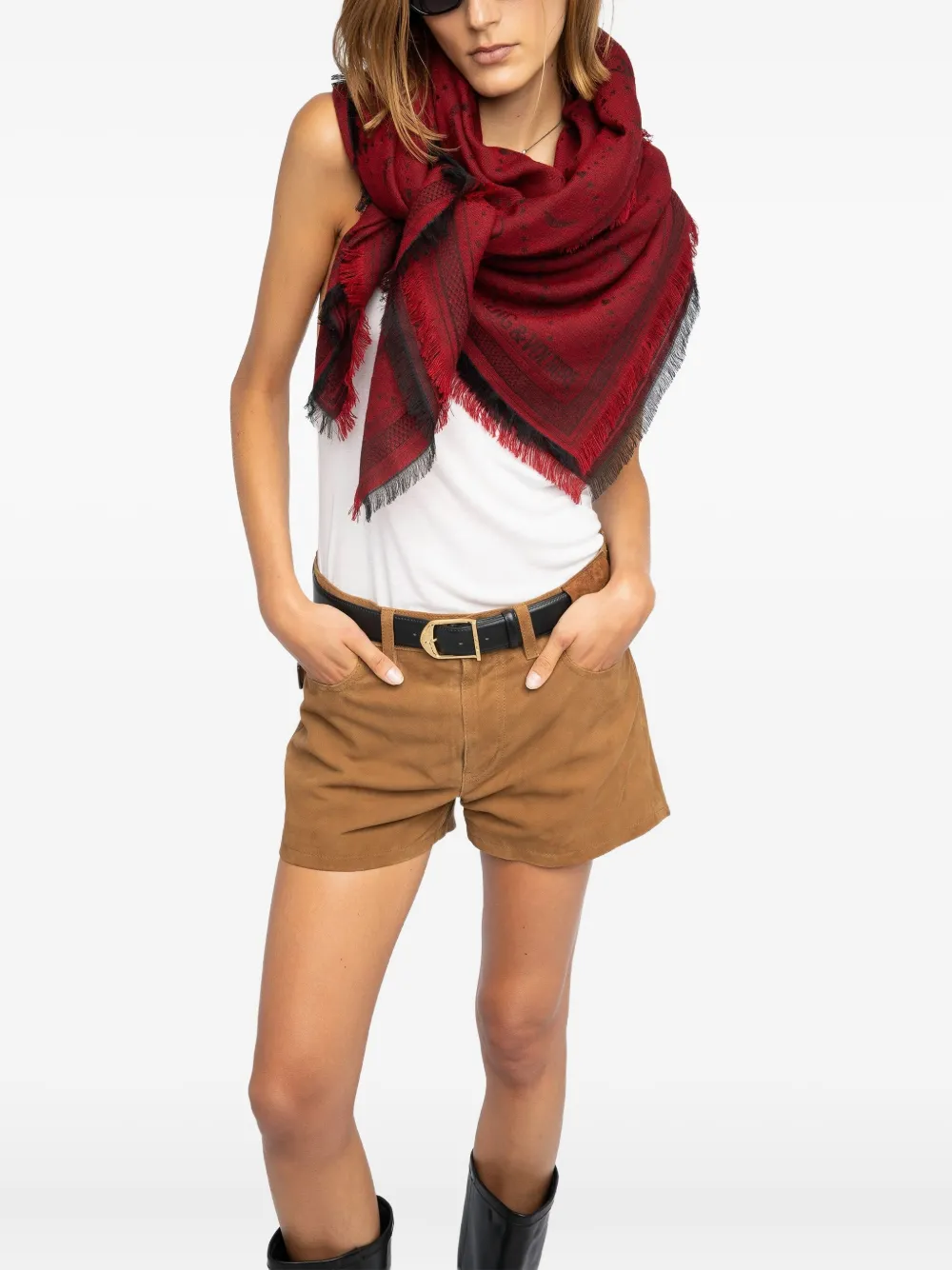 Zadig & Voltaire Glenn Monogram Scarf In Brown