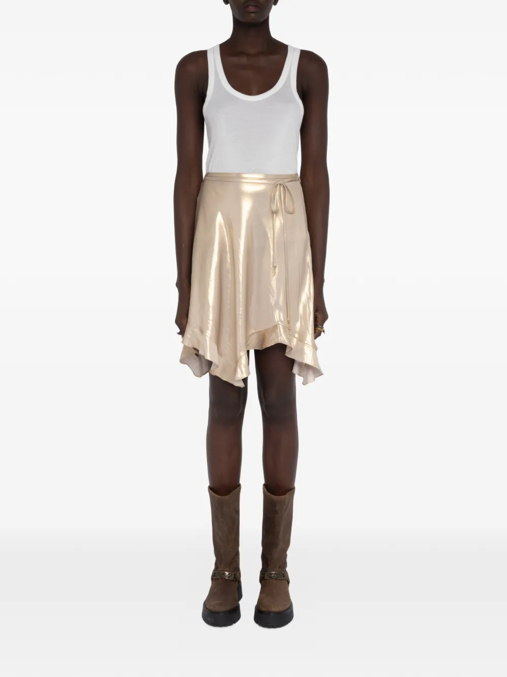 Zadig&Voltaire Jetos ruffled satin mini skirt - Beige