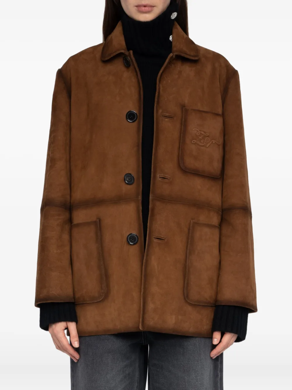 Zadig&Voltaire Venezia leren suède jack Bruin