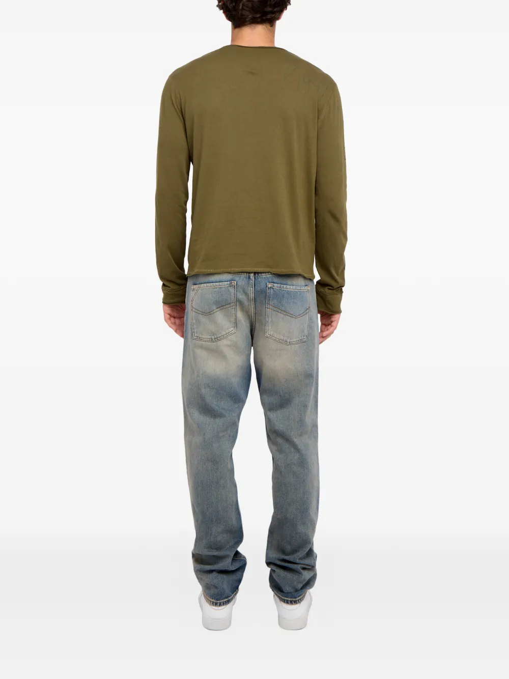 Zadig&Voltaire Monsatir Henley T-shirt met lange mouwen knopen en grafische print Groen