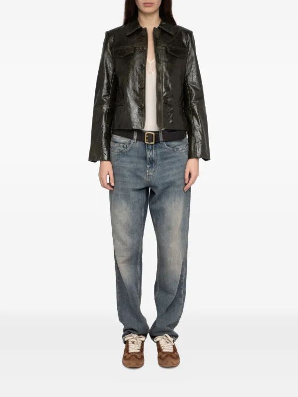 Zadig&Voltaire Liam ボタン レザージャケット | グリーン | FARFETCH JP