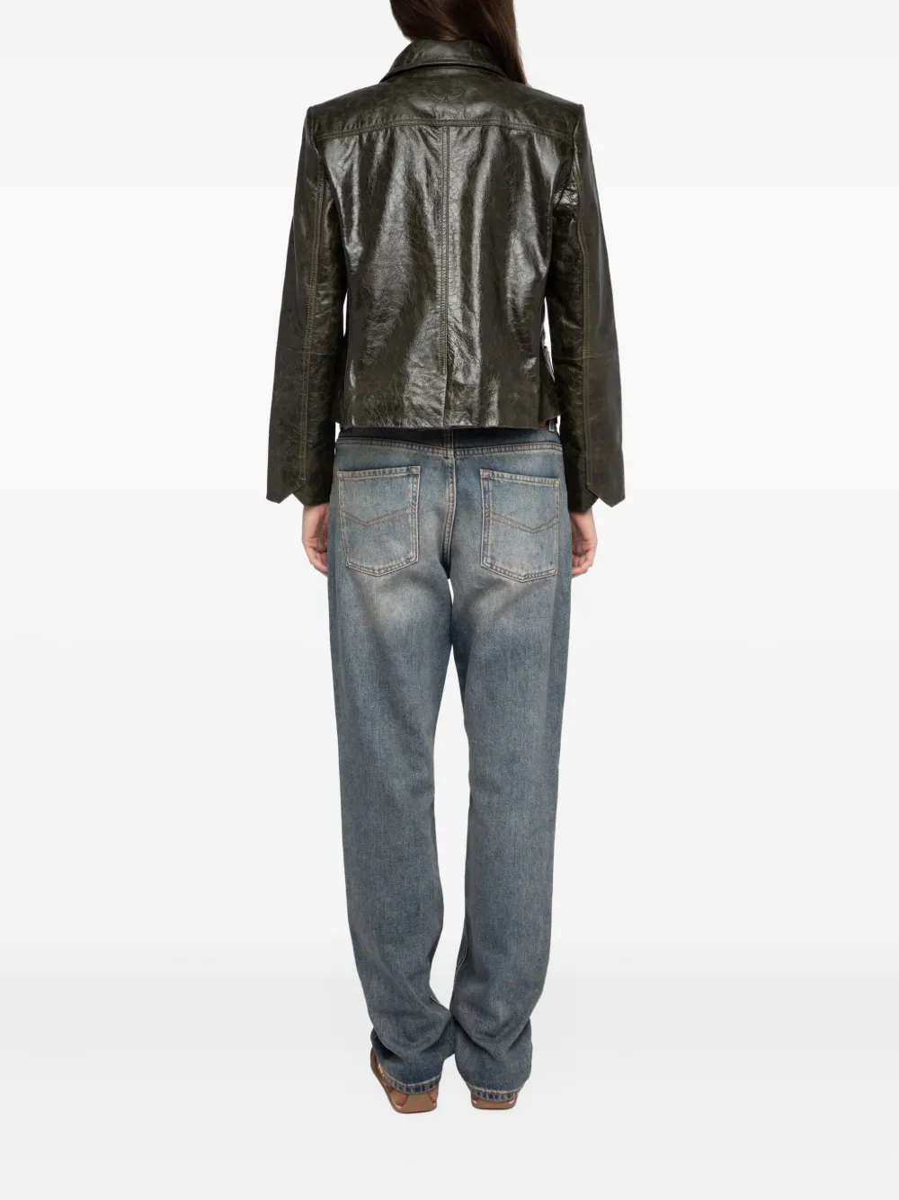 Zadig & Voltaire Liam Button Leather Jacket In Green