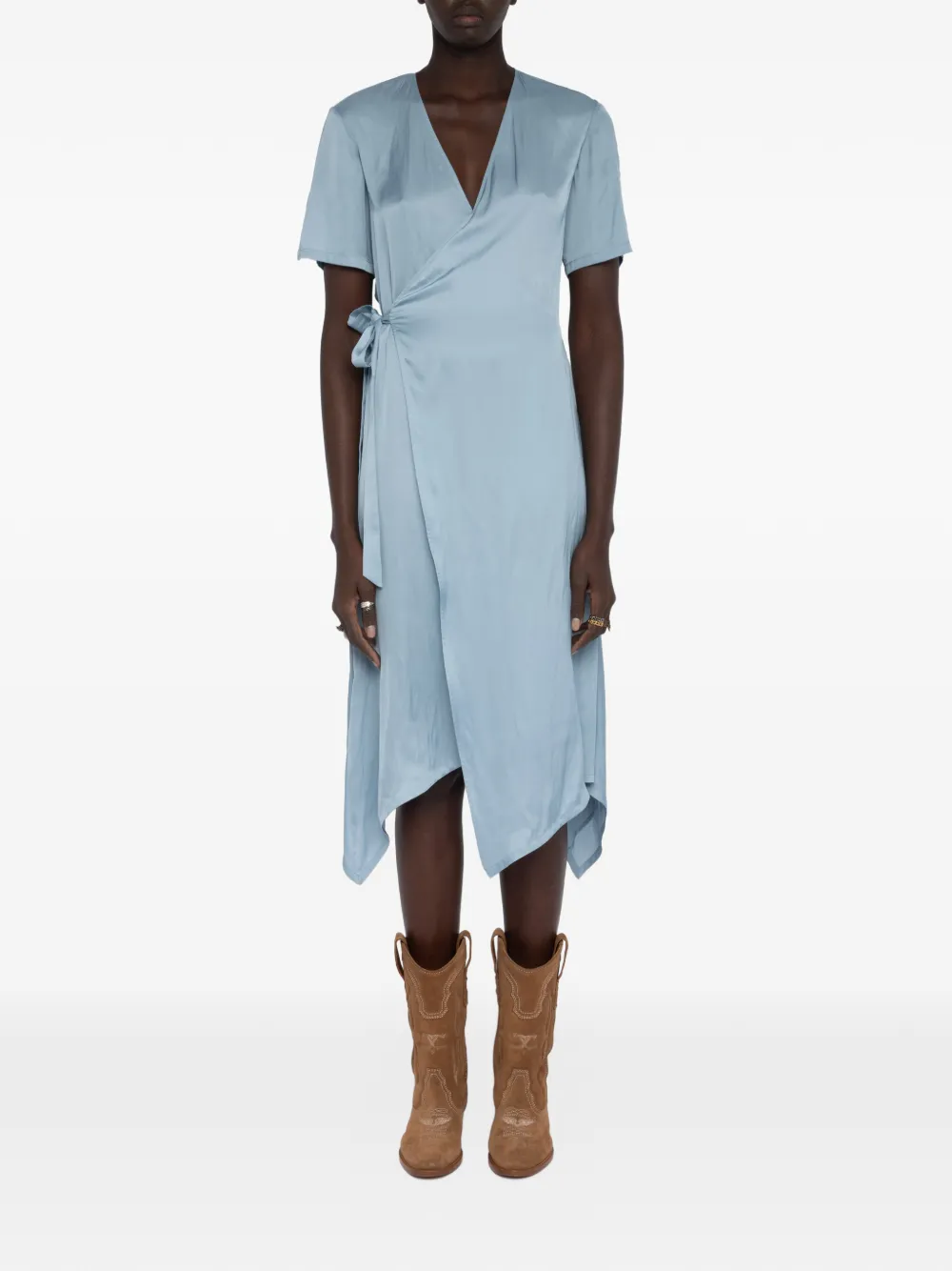 Zadig&Voltaire Satijnen wikkeljurk Blauw