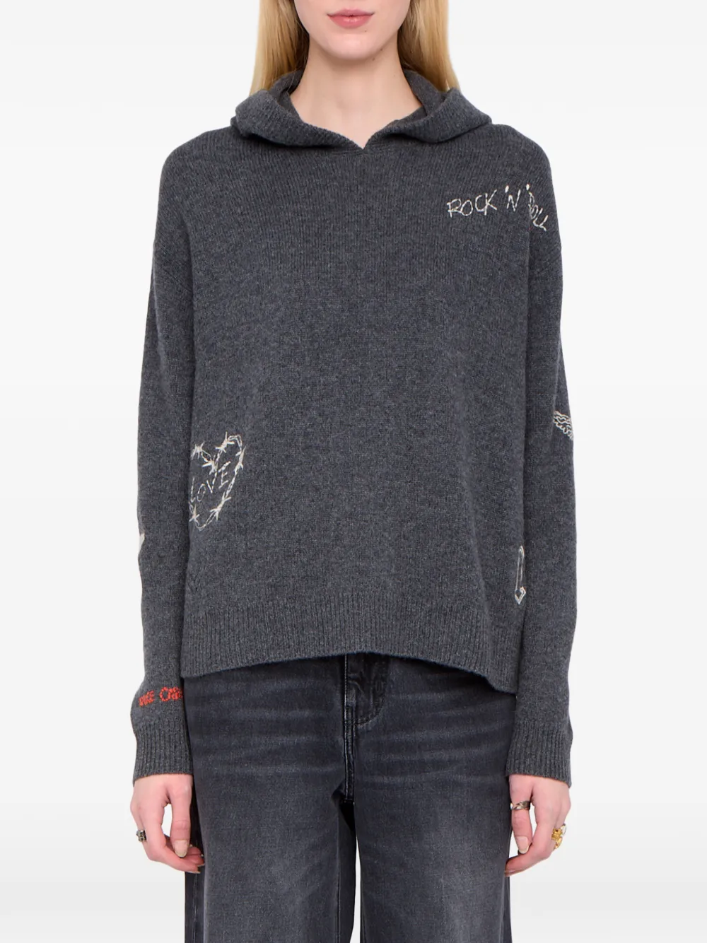 Zadig&Voltaire Markyz hoodie met borduurwerk Grijs
