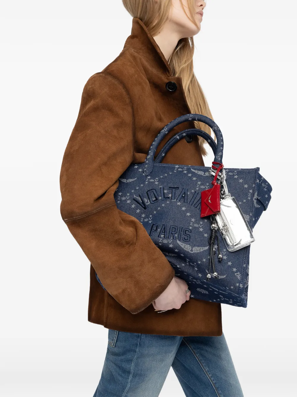 Zadig&Voltaire Angel denim shopper met monogram - Blauw