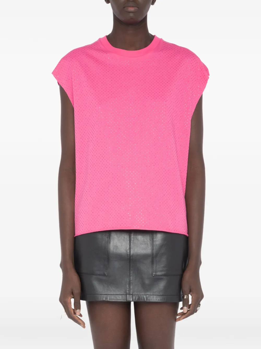 Zadig&Voltaire Cloe T-shirt met ronde hals en stras Roze