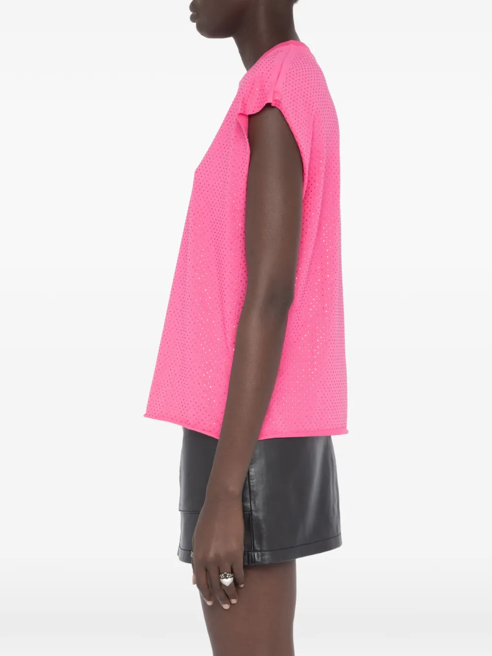 Zadig&Voltaire Cloe T-shirt met ronde hals en stras Roze