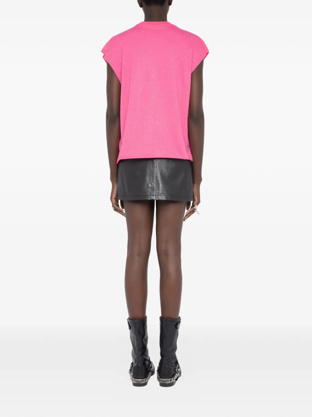 Zadig&Voltaire Cloe T-shirt met ronde hals en stras Roze