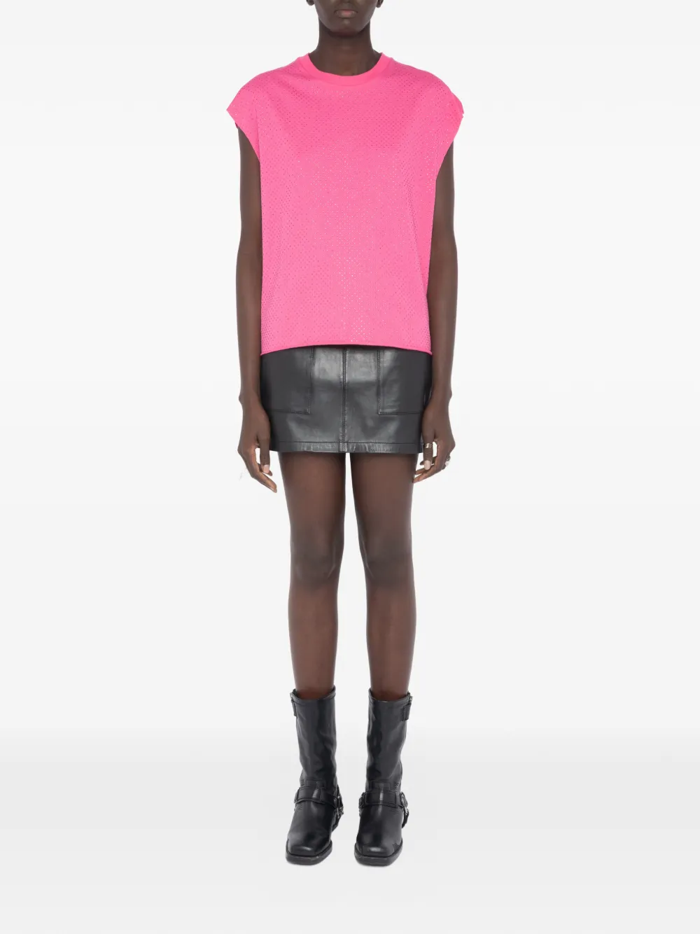Zadig&Voltaire Cloe T-shirt met ronde hals en stras Roze