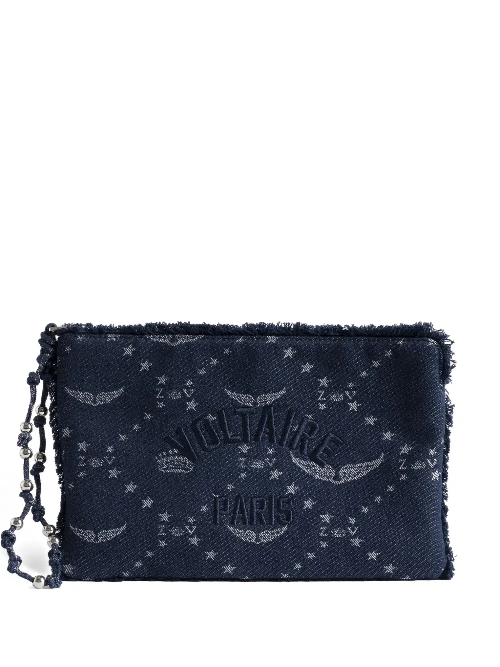 Zadig&Voltaire Angel monogram frayed pouch bag - Blu