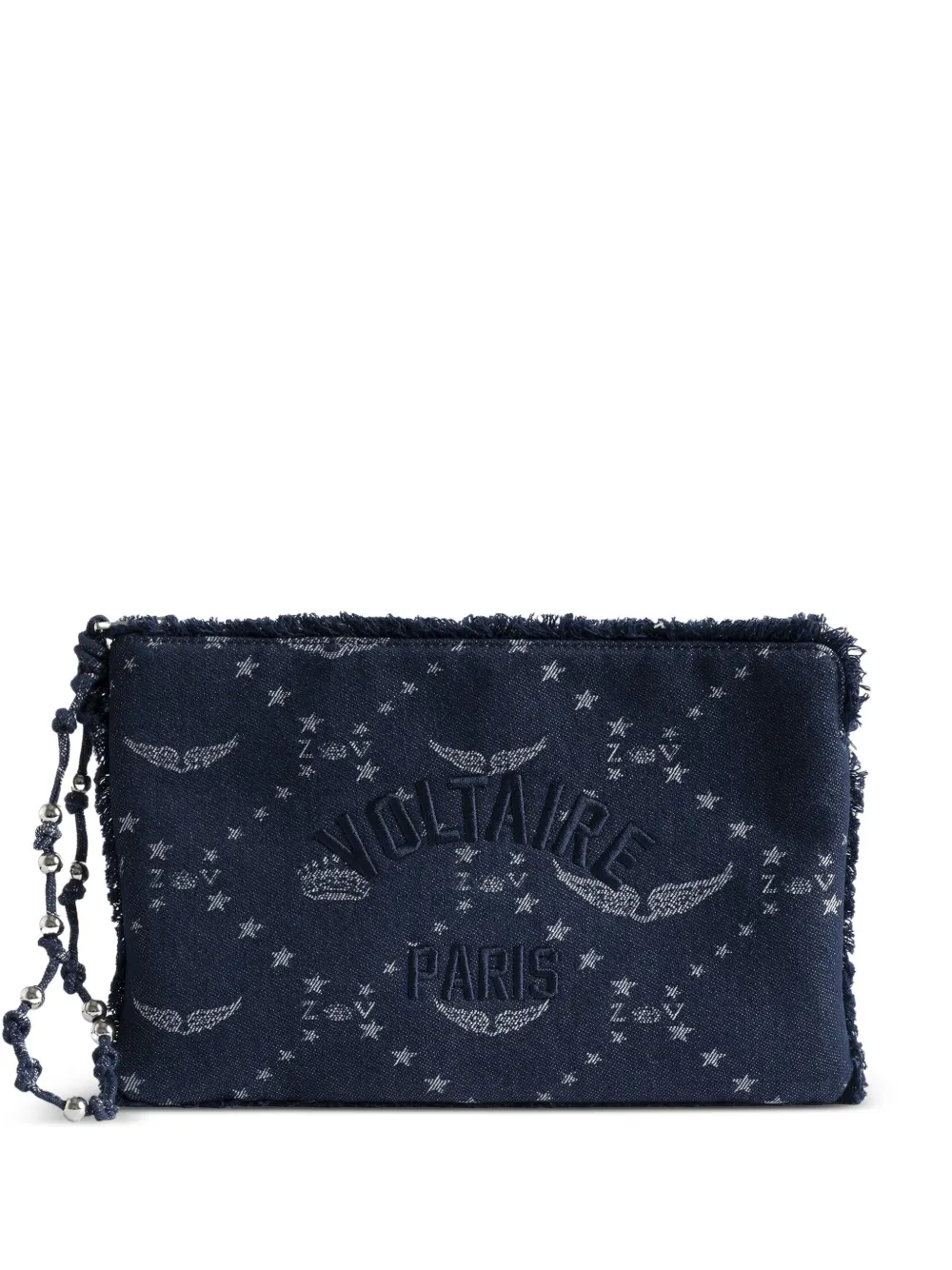 Zadig&Voltaire Angel monogram frayed pouch bag - Blu