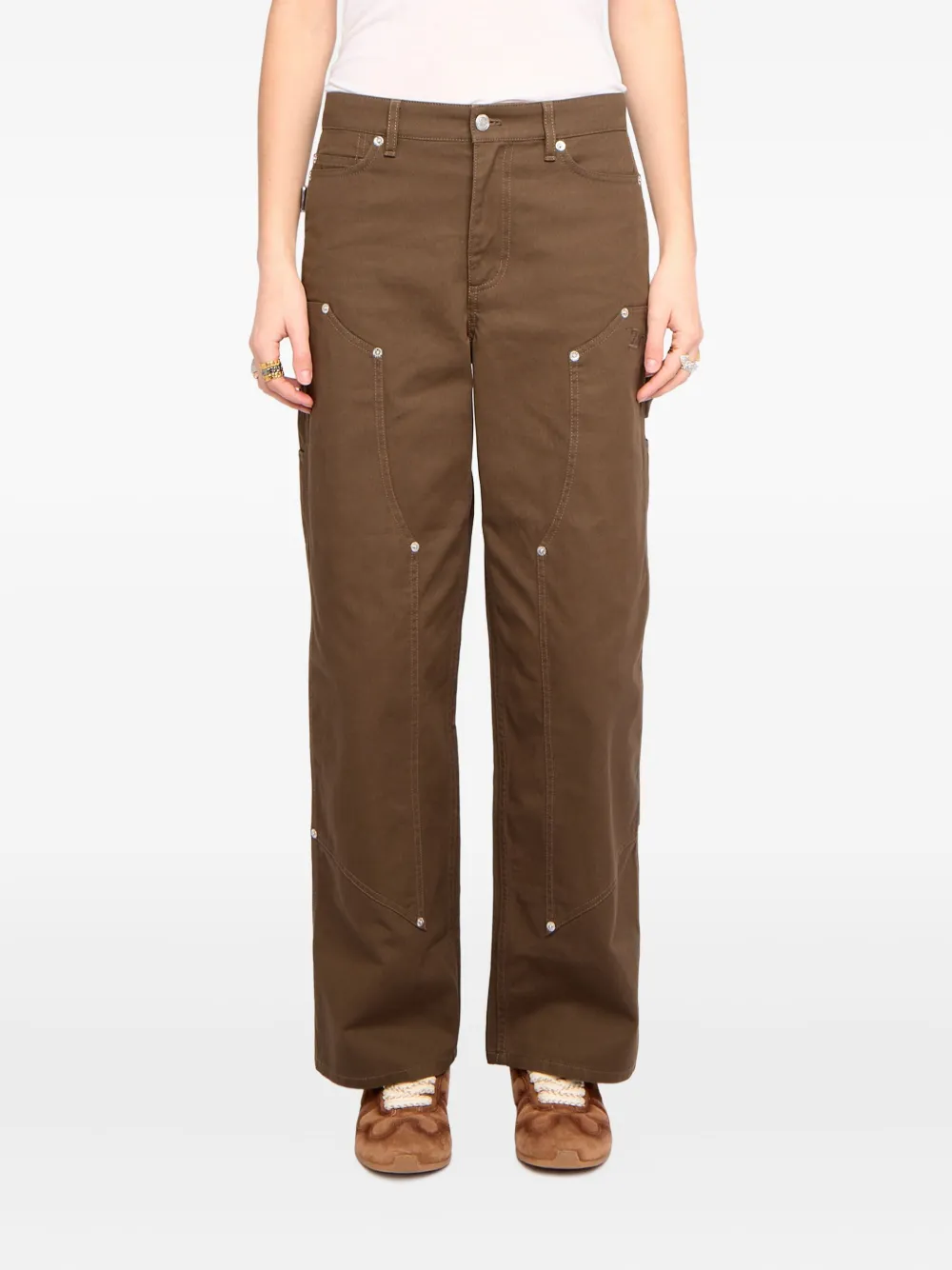 Zadig&Voltaire Perya katoenen broek met studs Bruin