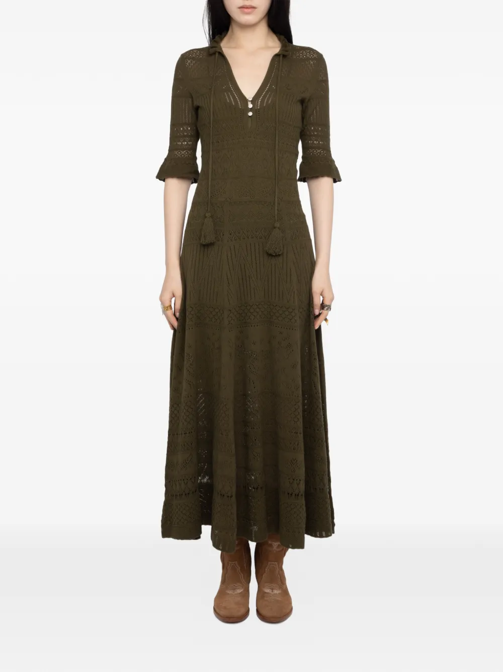 Zadig&Voltaire Maxi-jurk met kanten details Groen