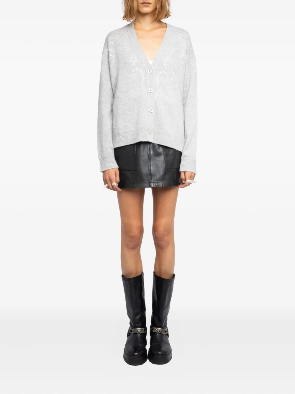 Zadig & Voltaire Strass Mirkaz Cardigan In Gray