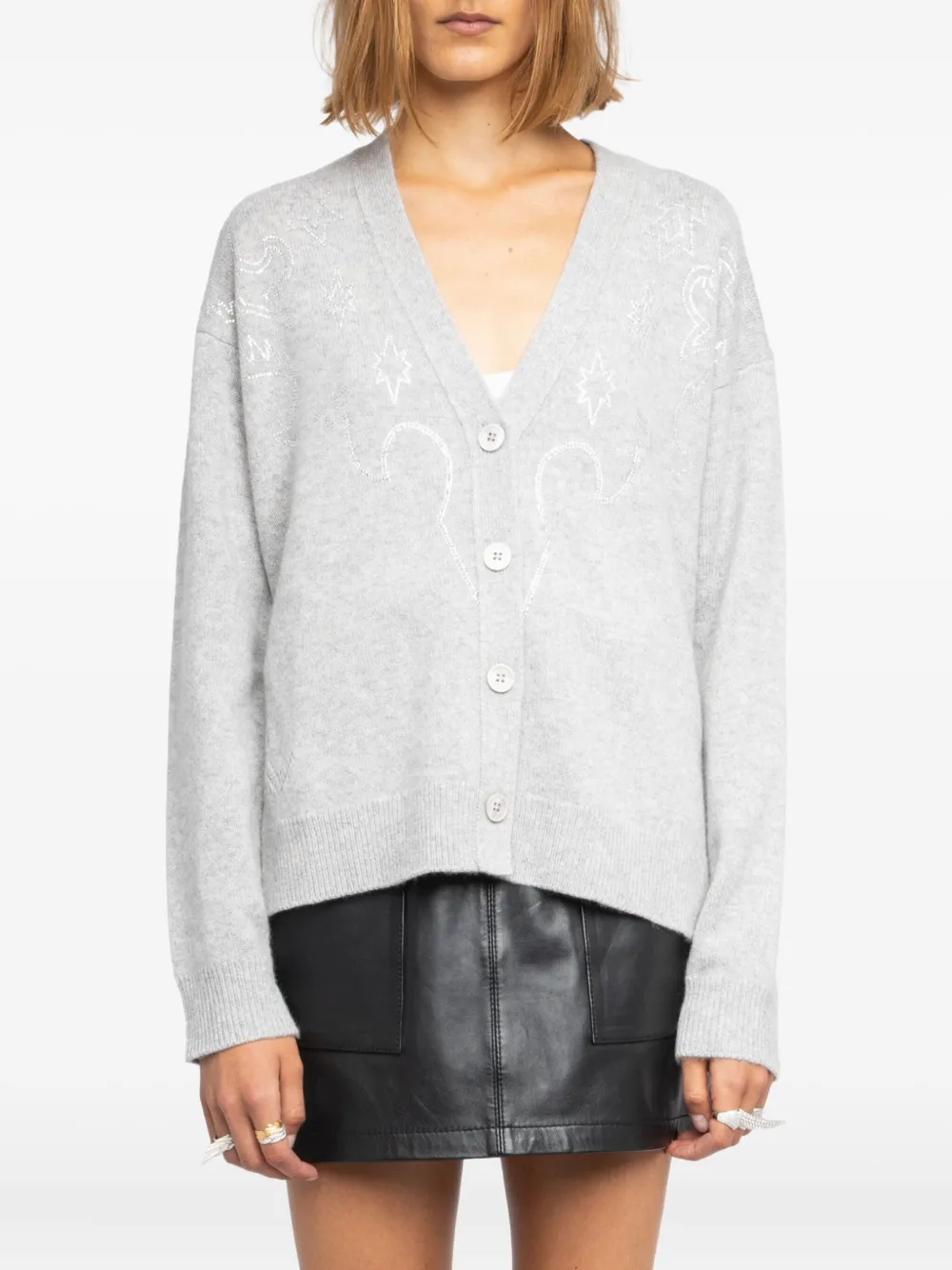 Zadig & Voltaire Strass Mirkaz Cardigan In Gray