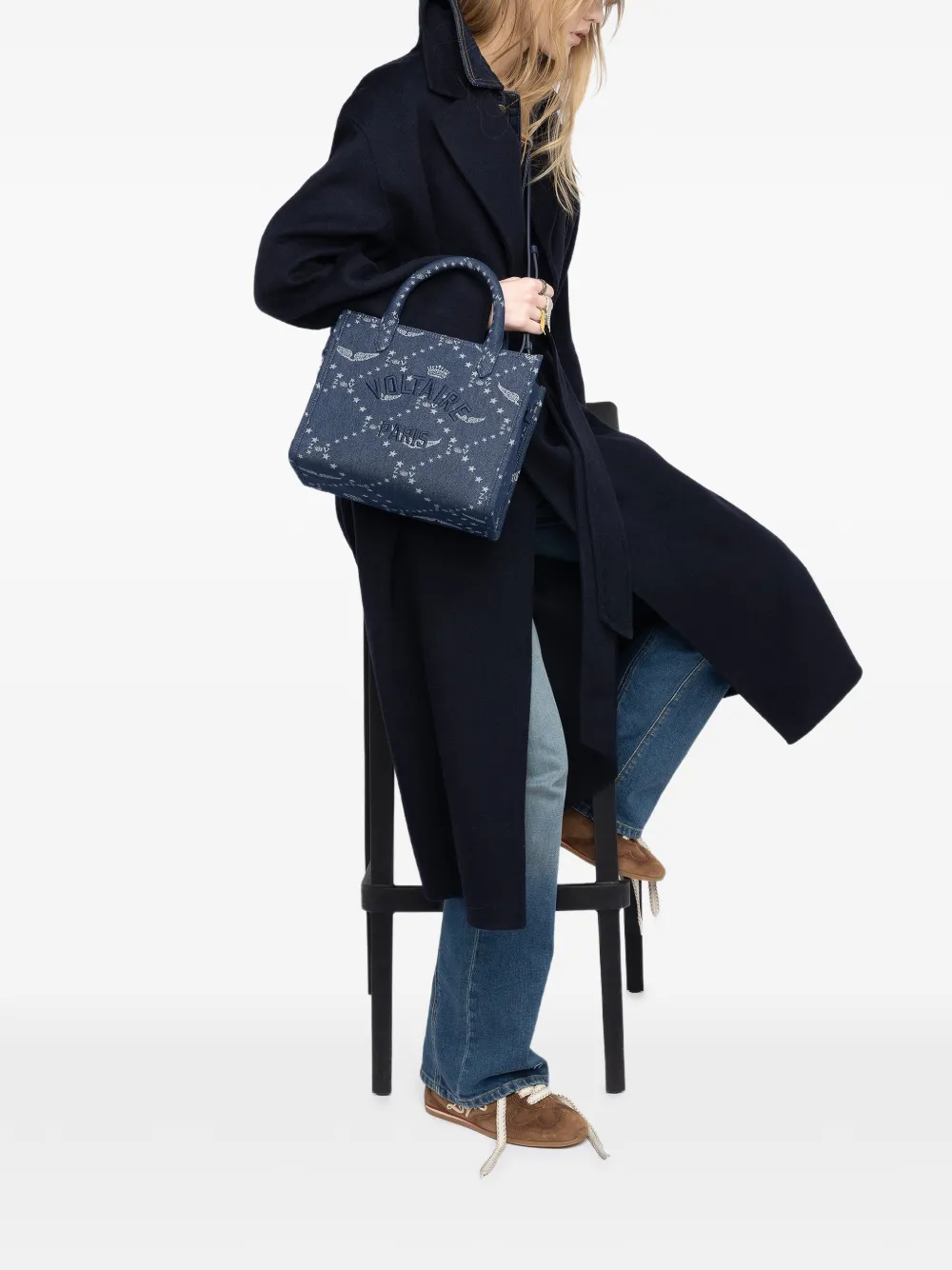 Zadig&Voltaire Angel denim shopper met monogram Blauw
