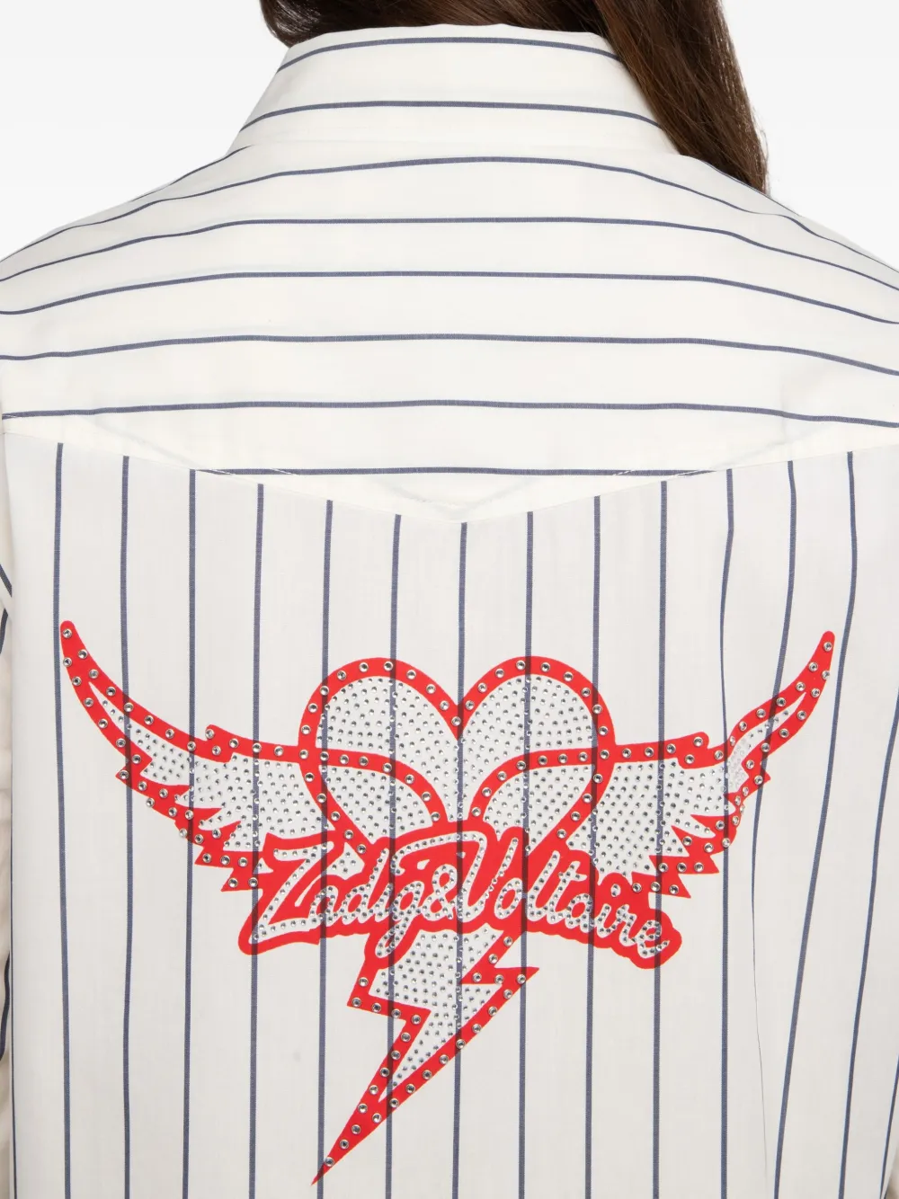 Zadig&Voltaire Thelma gestreepte blouse met zak Wit