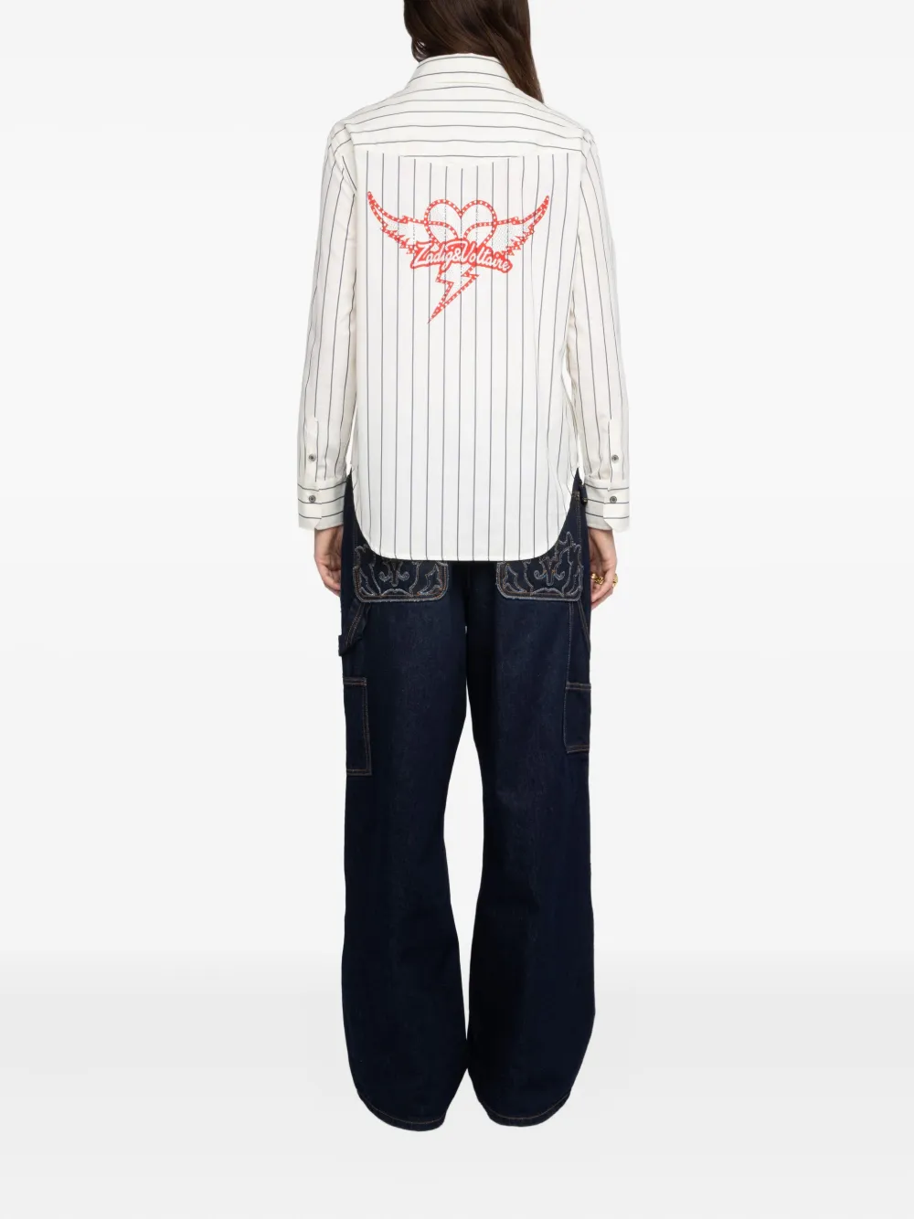 Zadig&Voltaire Thelma gestreepte blouse met zak Wit