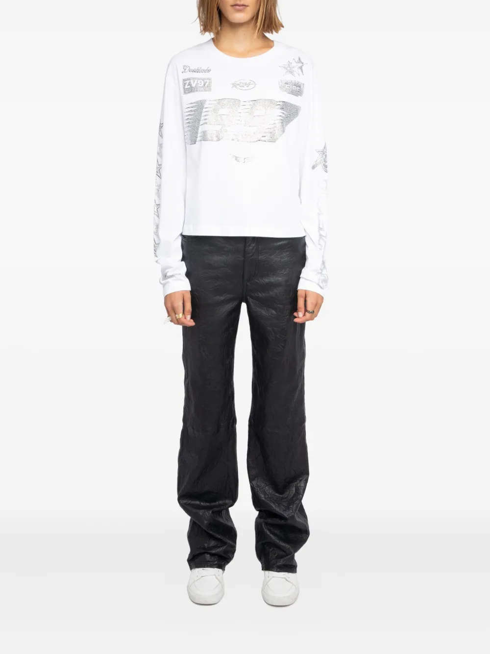 Zadig & Voltaire Strass Multi Cross Top In White