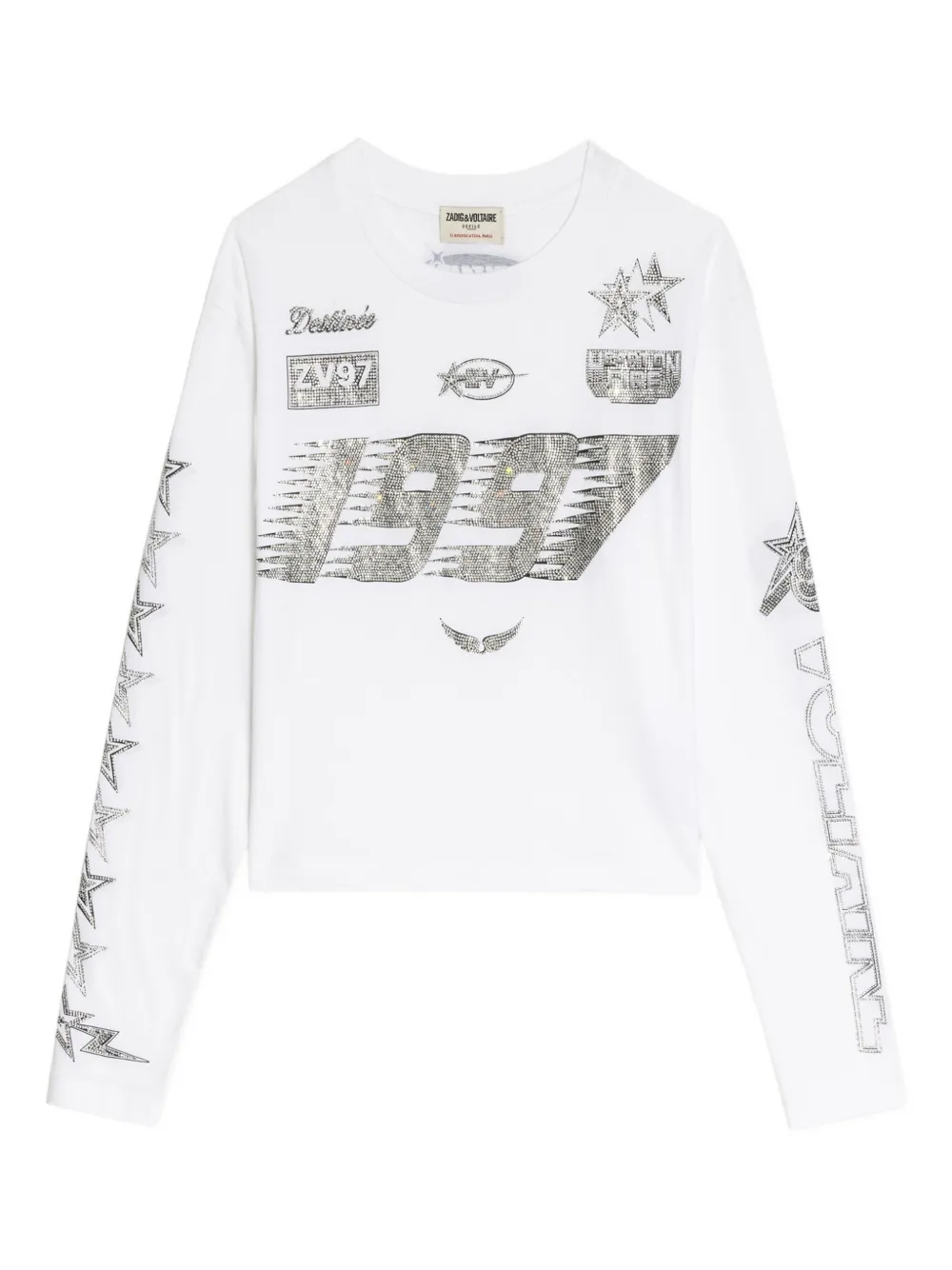 Zadig & Voltaire Strass Multi Cross Top In White