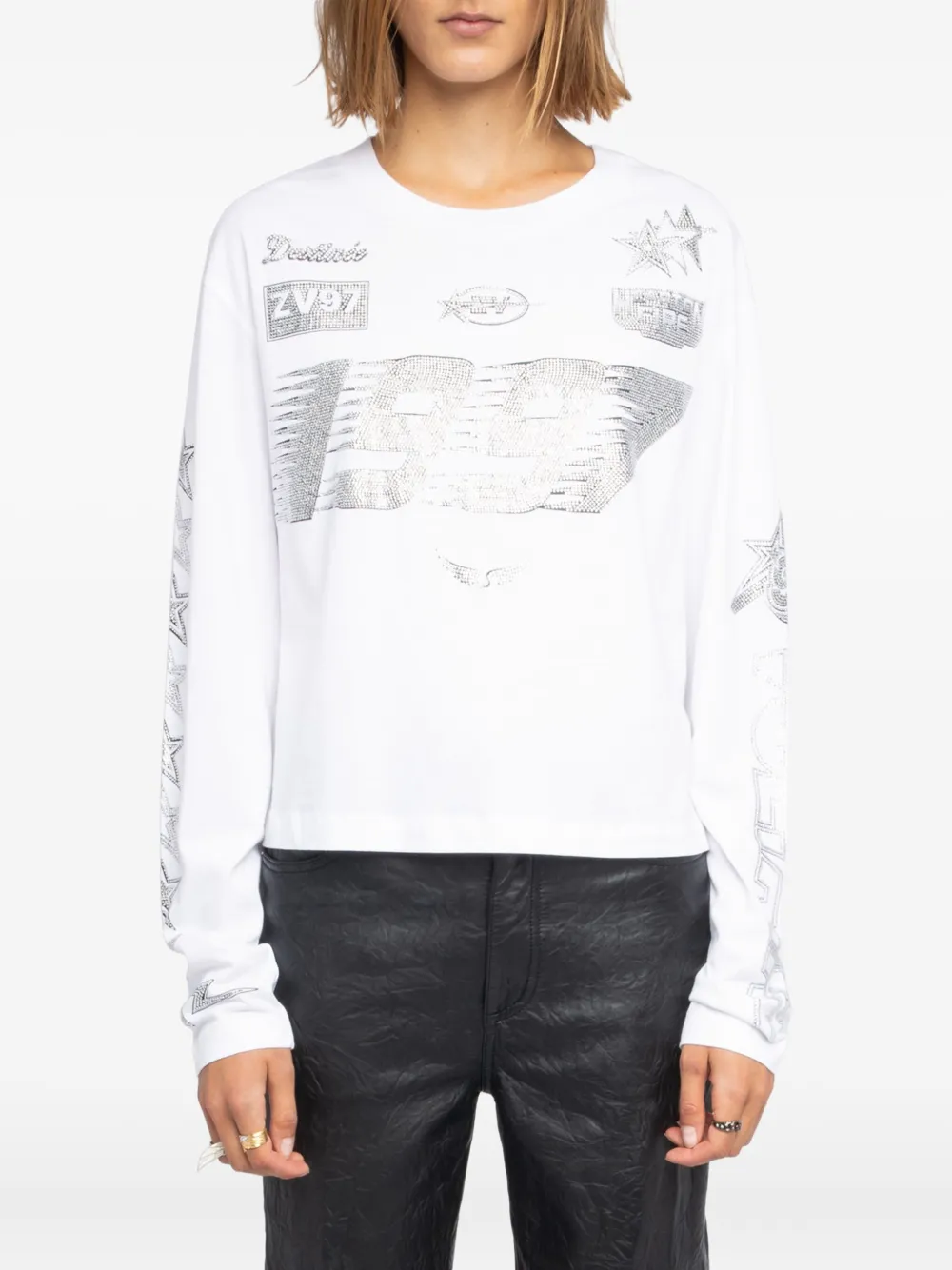 Zadig & Voltaire Strass Multi Cross Top In White