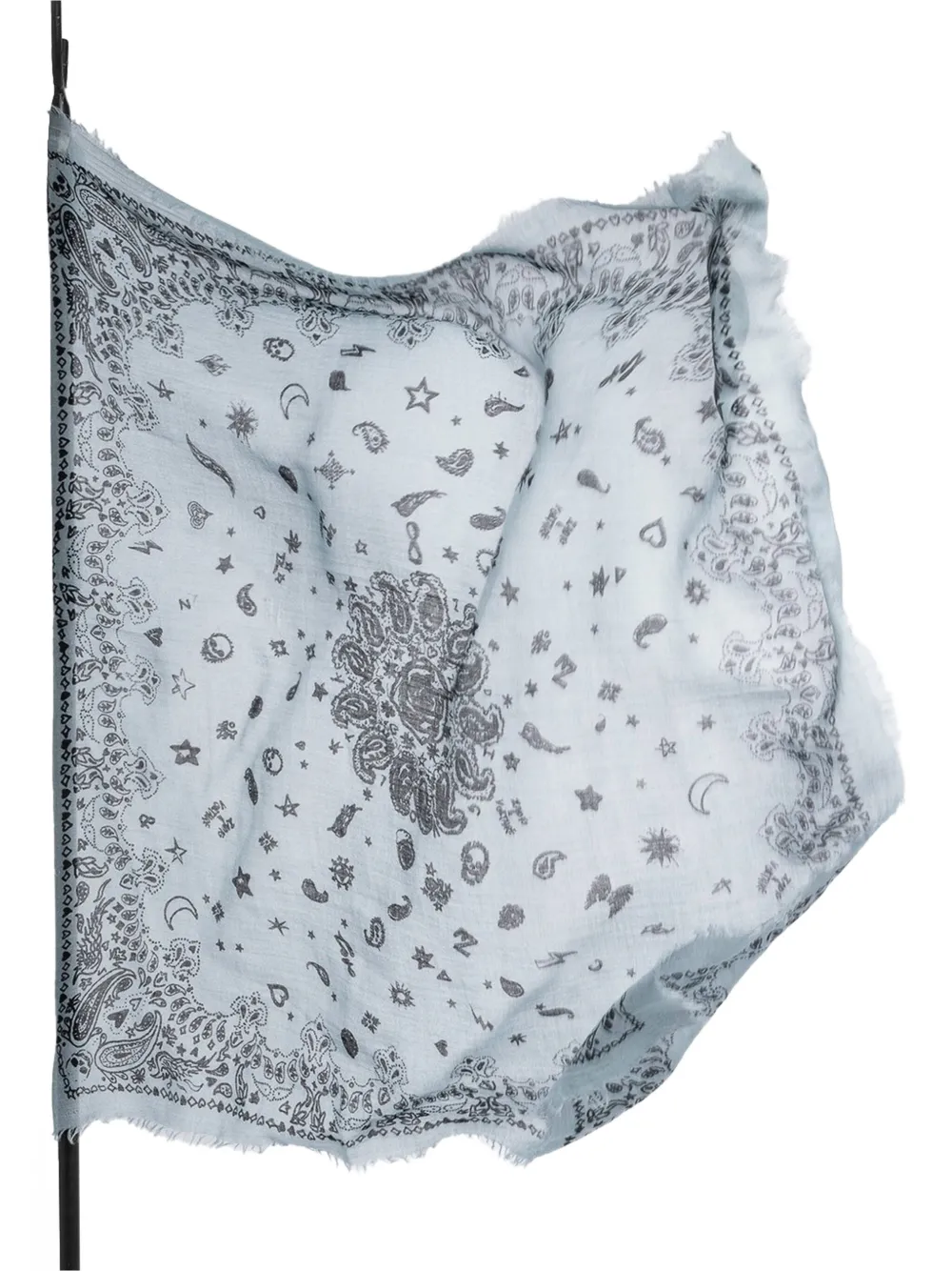Zadig&Voltaire Nuage sjaal met franje en print Blauw