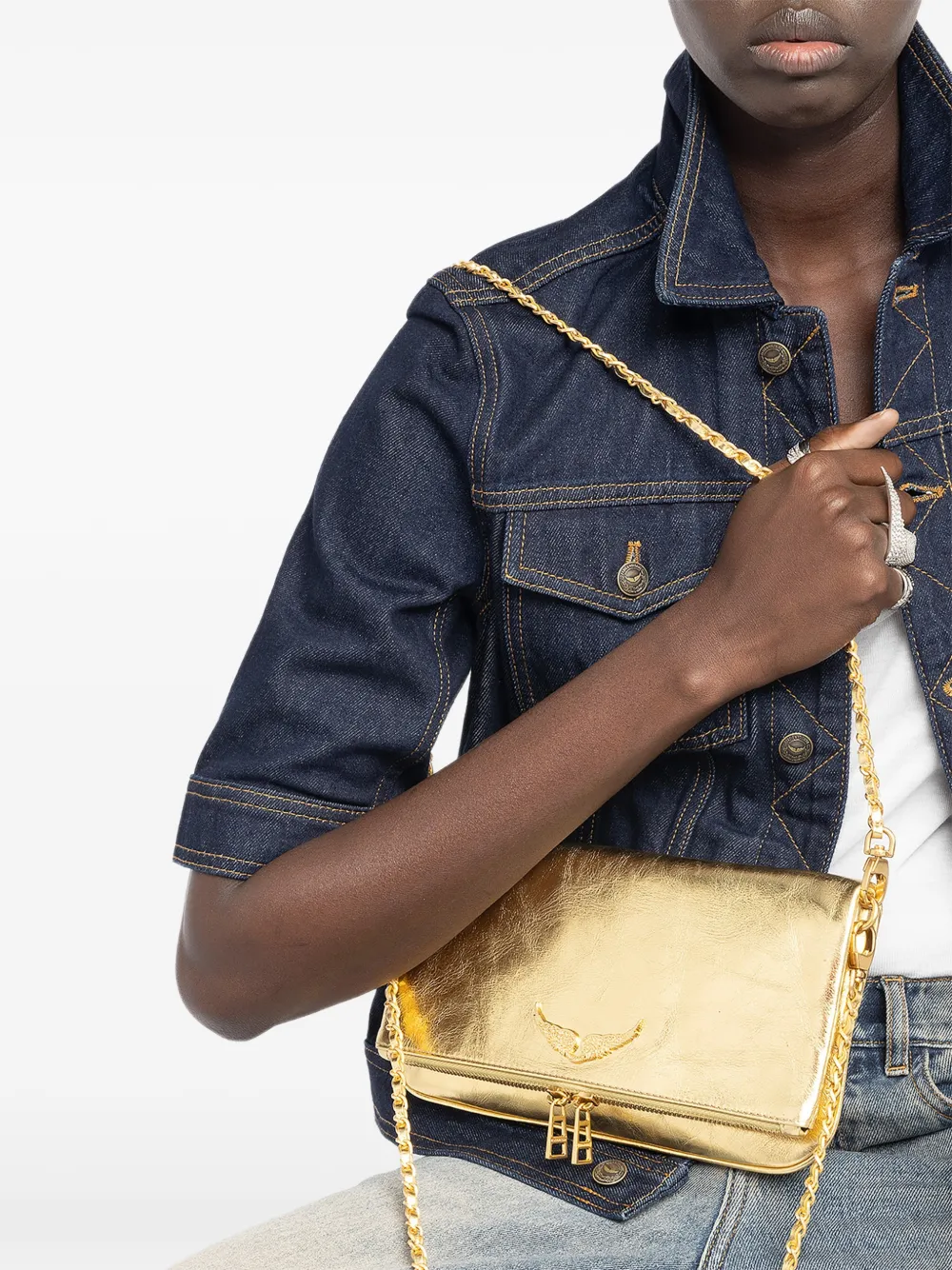 Zadig&Voltaire metallic-effect chain shoulder bag - Goud