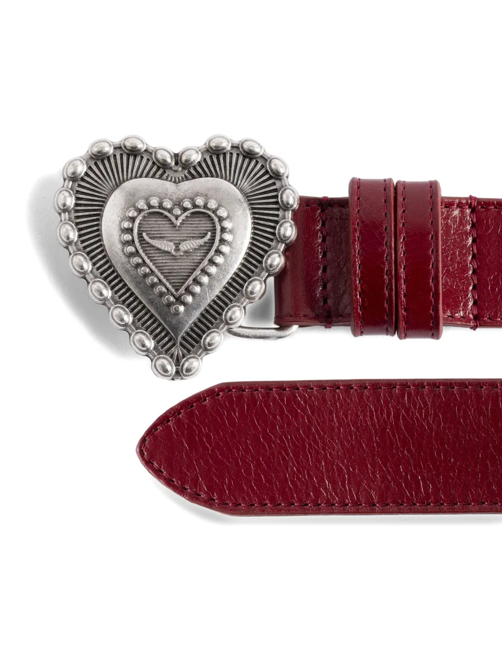 Zadig & Voltaire Womens Power Santa Fe Heart-buckle Leather Belt In Red