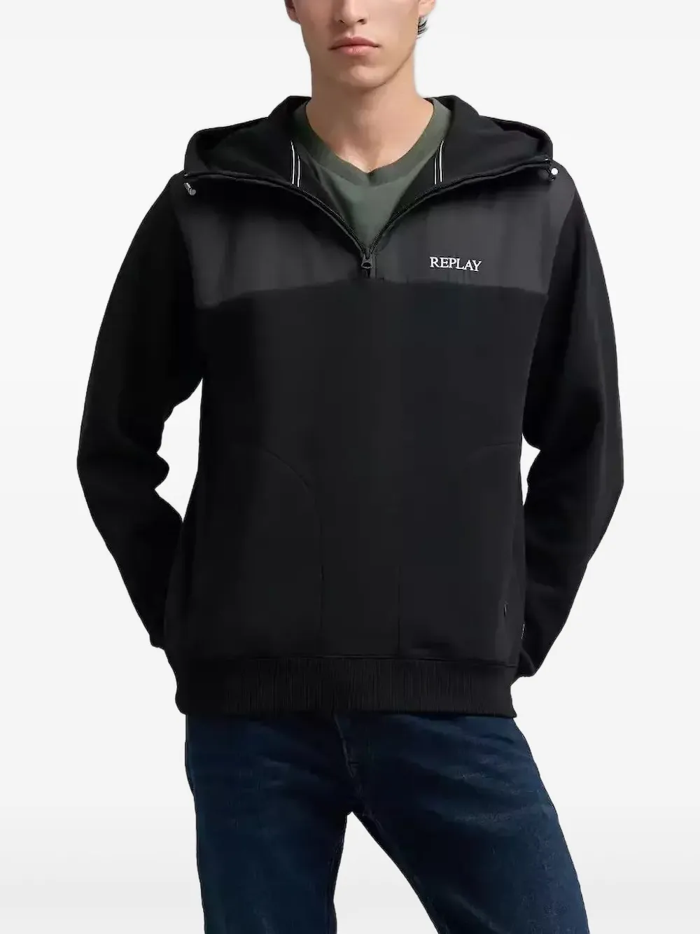 Replay hoodie con cierre y detalle del logo | negro | Image 1