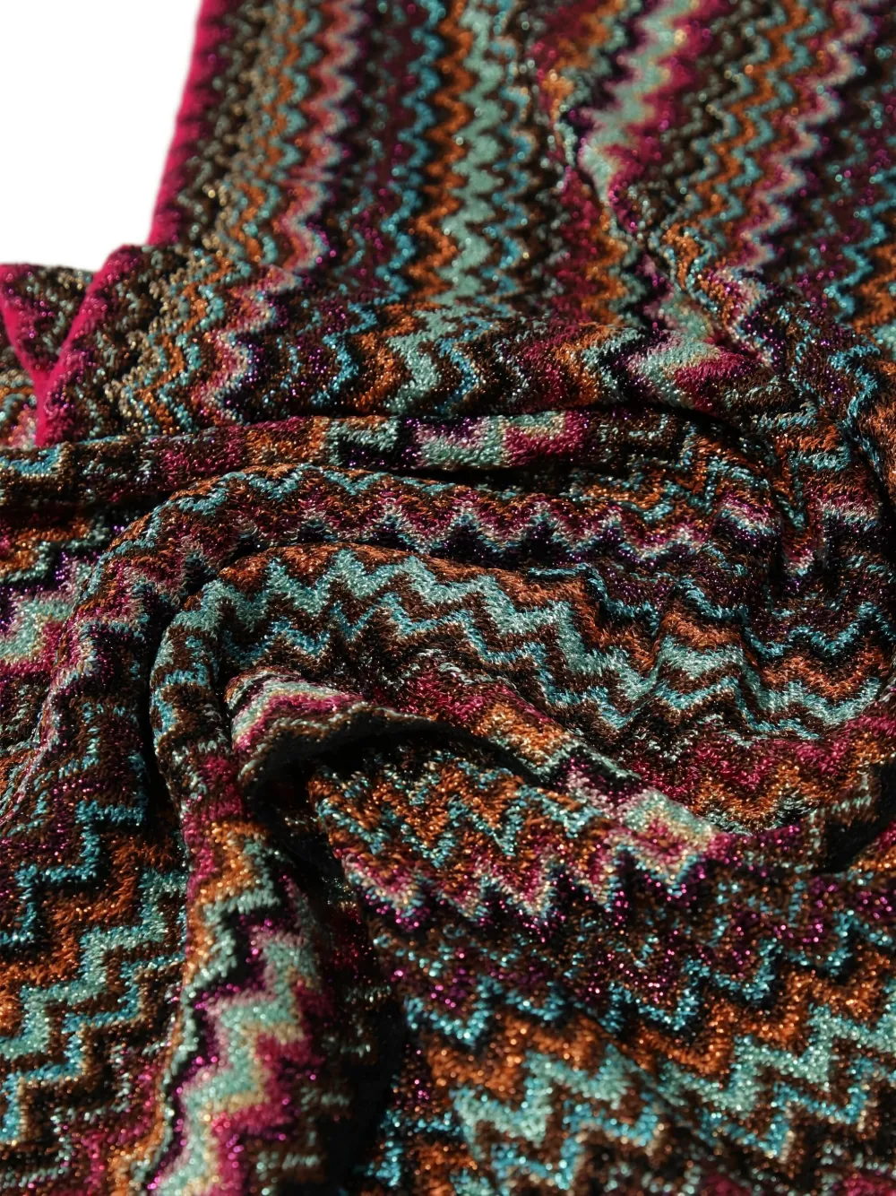 Missoni Sjaal met franje en zigzag-patroon Bruin