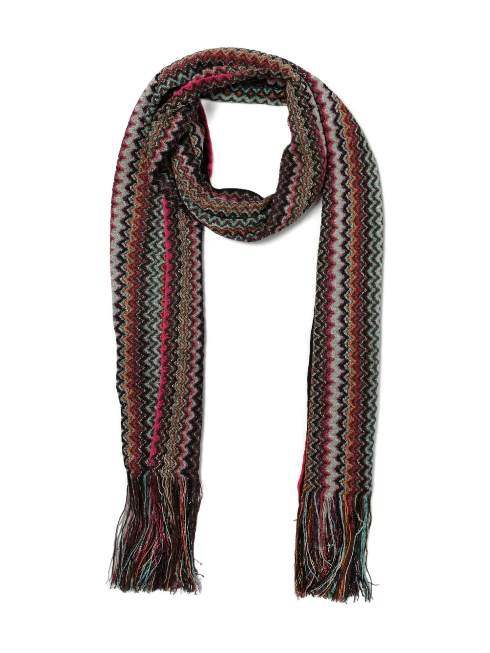 Missoni zigzag-pattern fringed scarf - Bruin