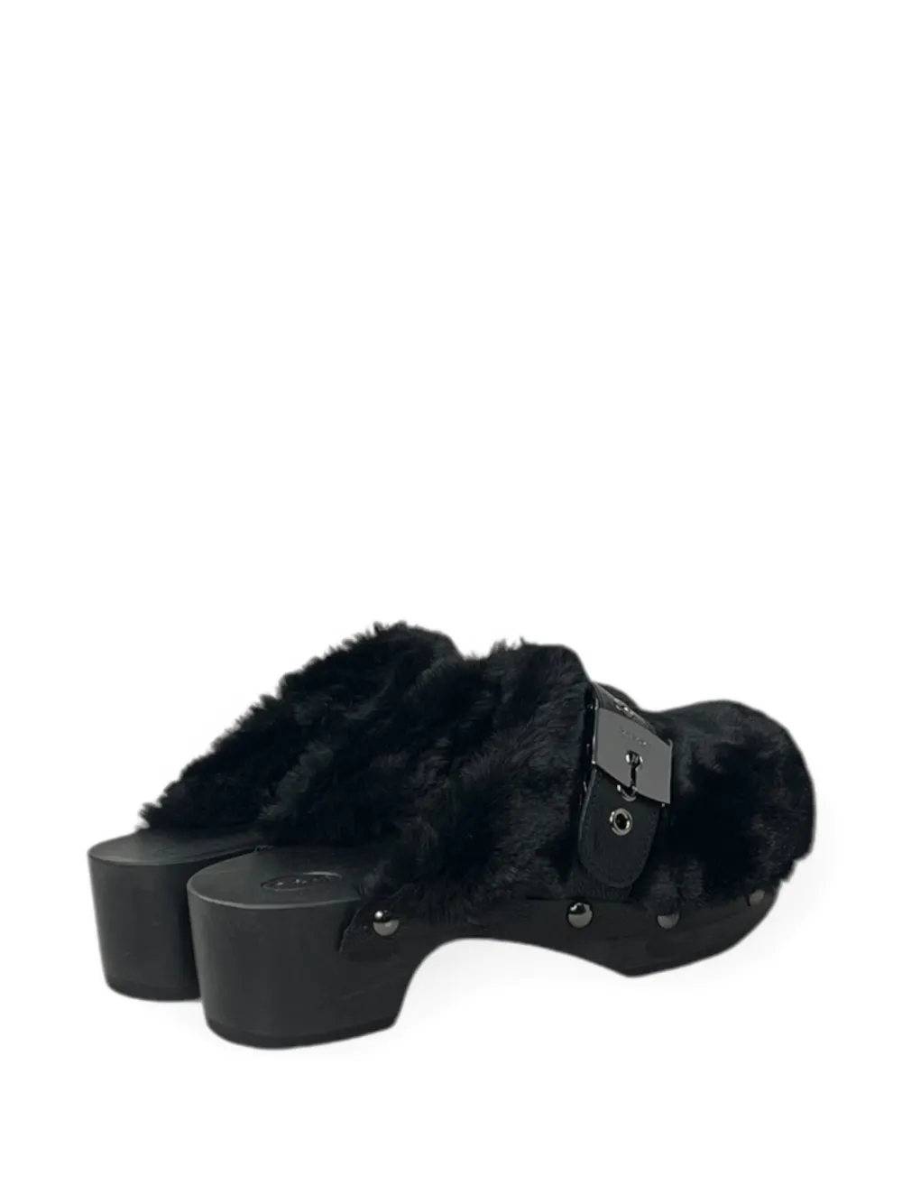 Scholl 50mm fur buckle Pescura Alaska sandals | Heeled Mules | Image 2