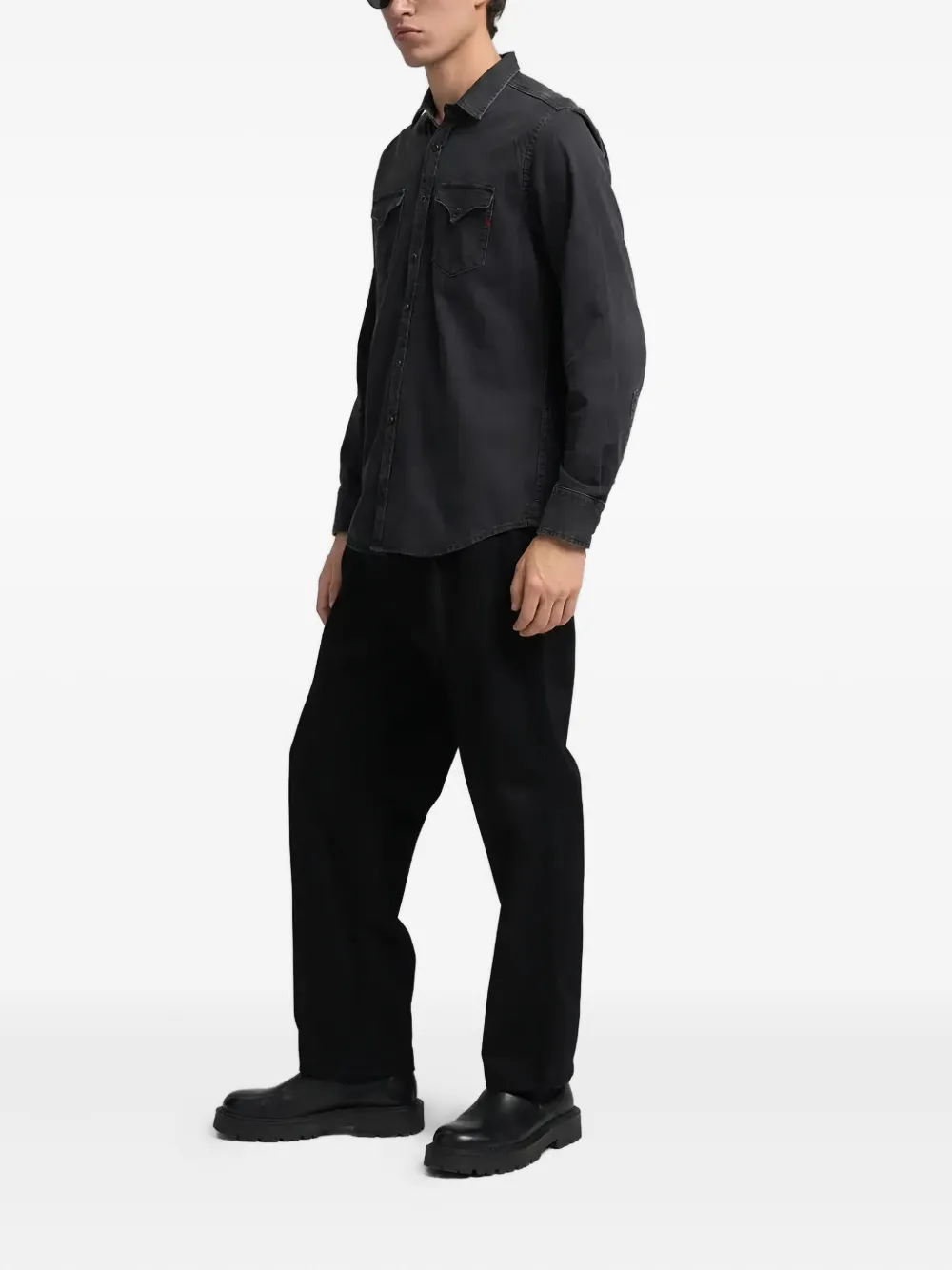 Replay Overhemd met zak Zwart