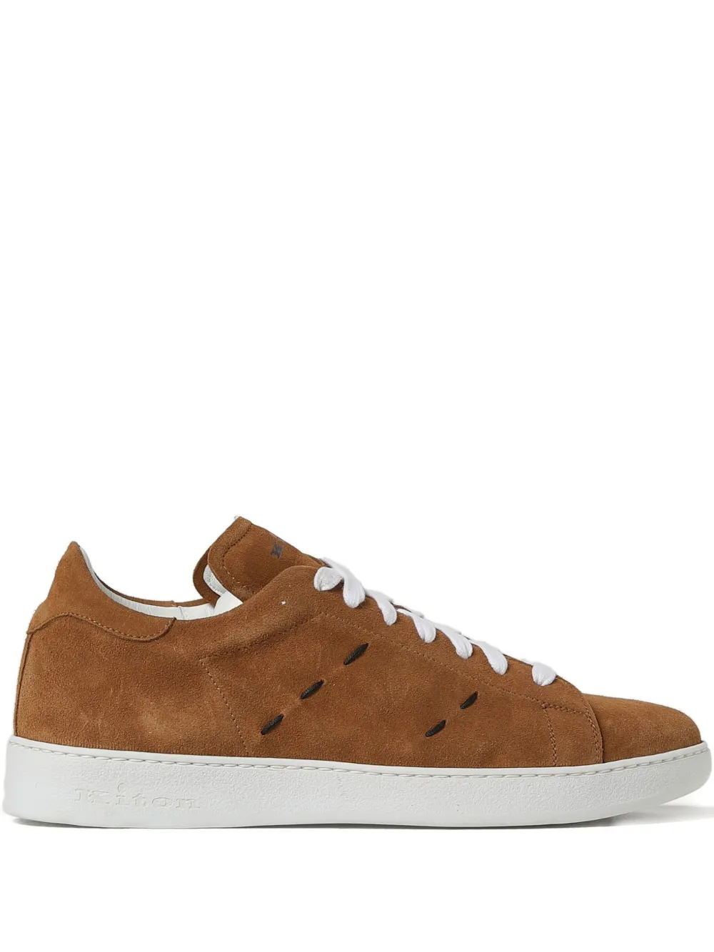 Kiton stitched calfskin sneakers | Brown | Image 1