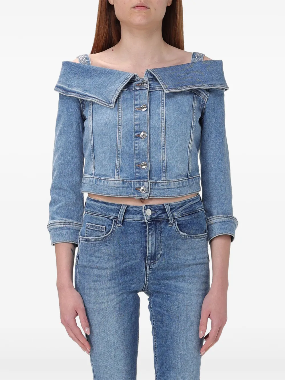 LIU JO off-shoulder cuff jacket | Blue | Image 1