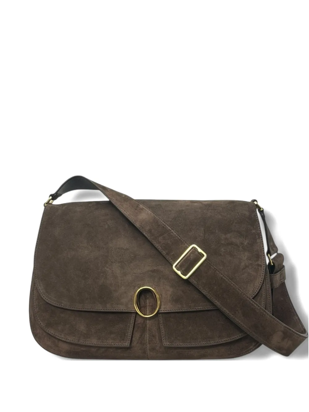 Orciani Buckle Peach Cross Body Bag In Brown