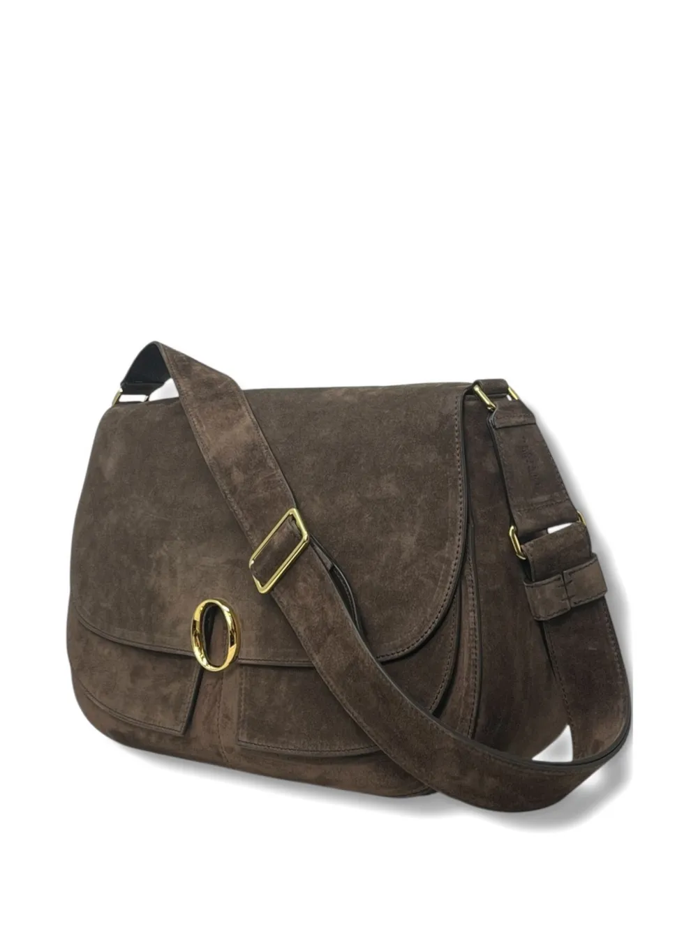 Orciani Buckle Peach Cross Body Bag In Brown