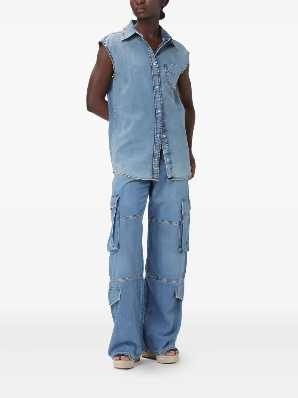 Jacob Cohën buttoned sleeveless shirt - Blauw