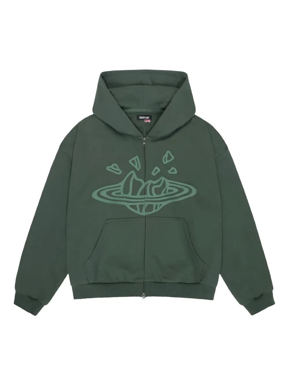 BROKEN PLANET zip-up graphic hoodie | Green | Image 1